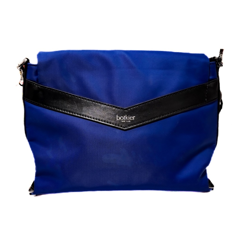 NEW - Botkier Cobalt Blue Nylon Crossbody Bag Chrome Accents & Adjustable Strap - Picture 4 of 8